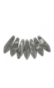Czech Glass Daggers Perlen 5x16mm Crystal chrome stripes matted 00030-2747V